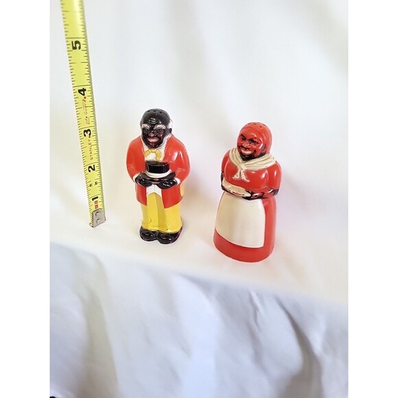 Vintage Americana Jemima Moses Salt Pepper Shakers F&F Plastic See* - Picture 3 of 11